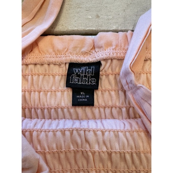 Wild Fable Dress Smocked Top Peach Tiered Sundress Size Extra Large - Picture 7 of 11
